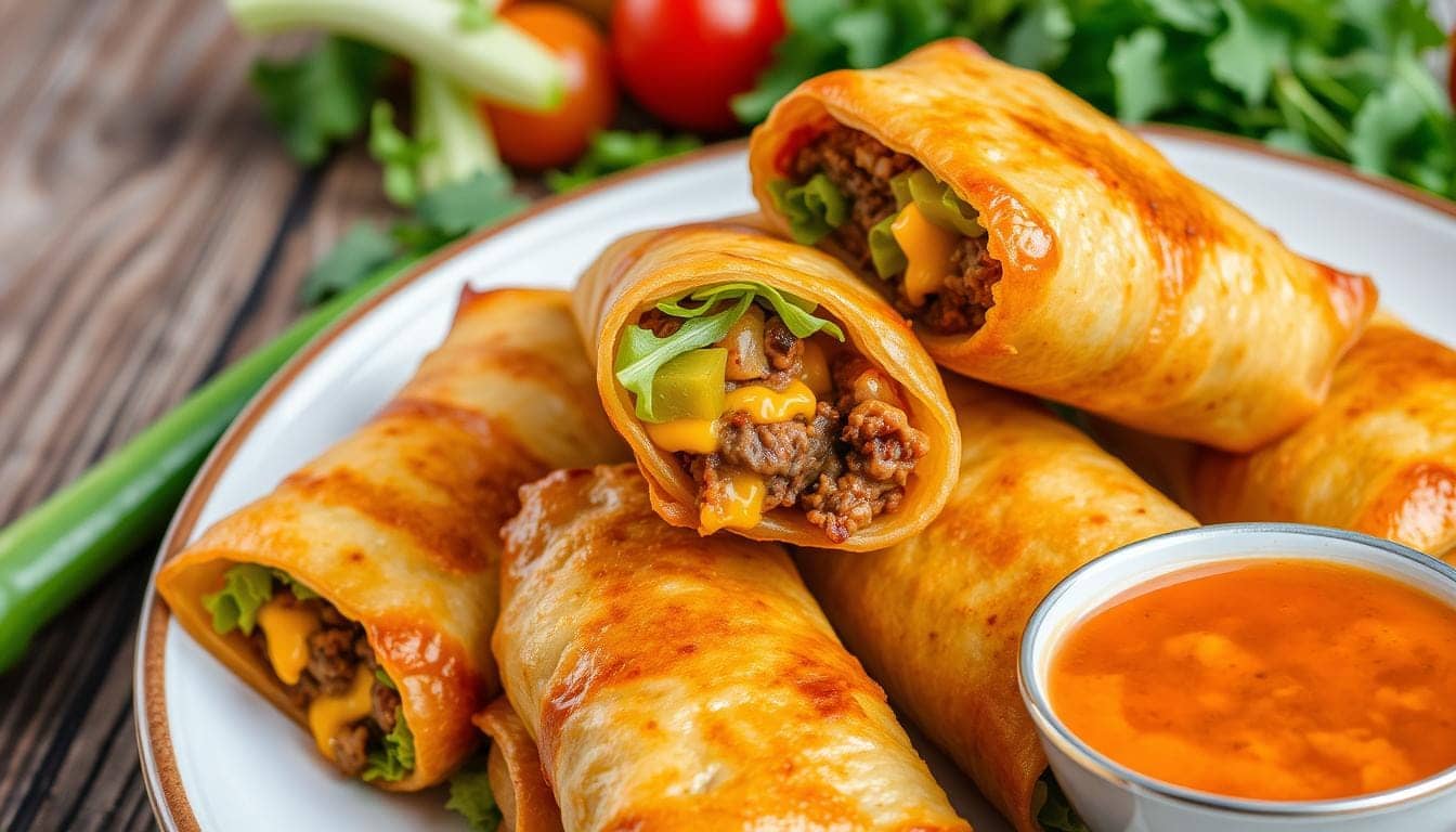 Cheeseburger egg rolls