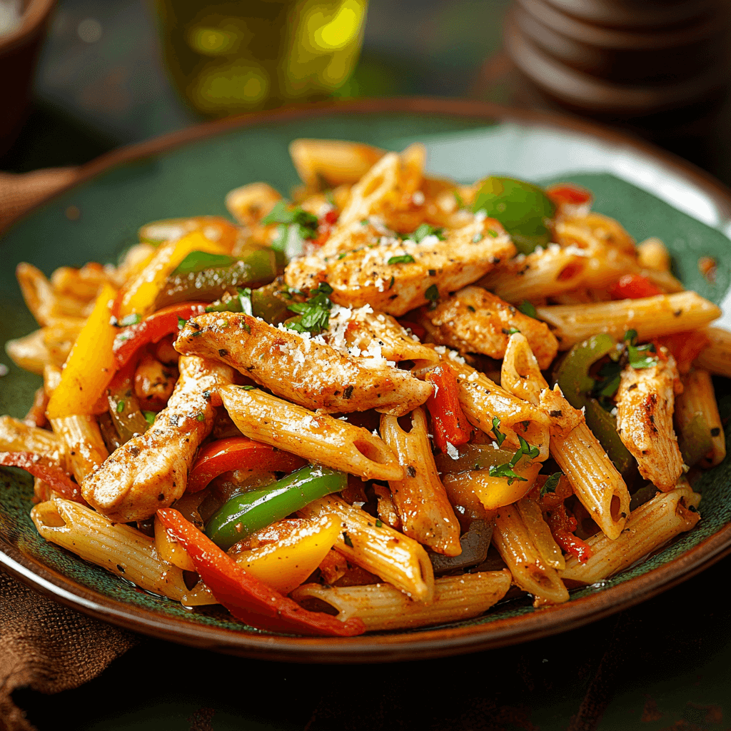 Chicken Fajita Pasta with Colorful Peppers