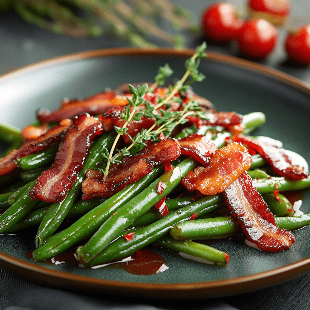 Elegant Presentation of Green Beans and Bacon Recipe