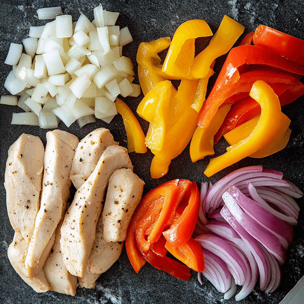 Ingredients for Chicken Philly Cheesesteak