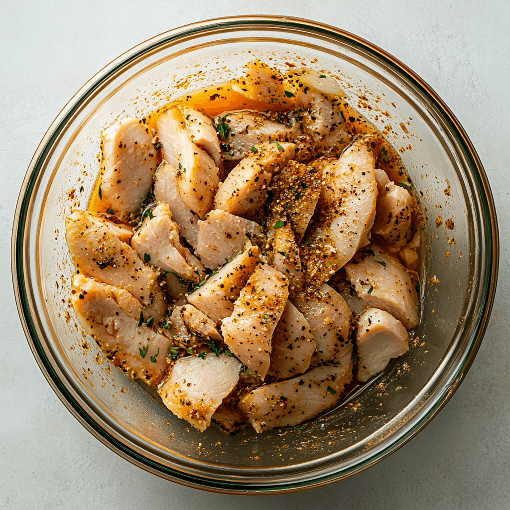 Marinating chicken for Philly Cheesesteak